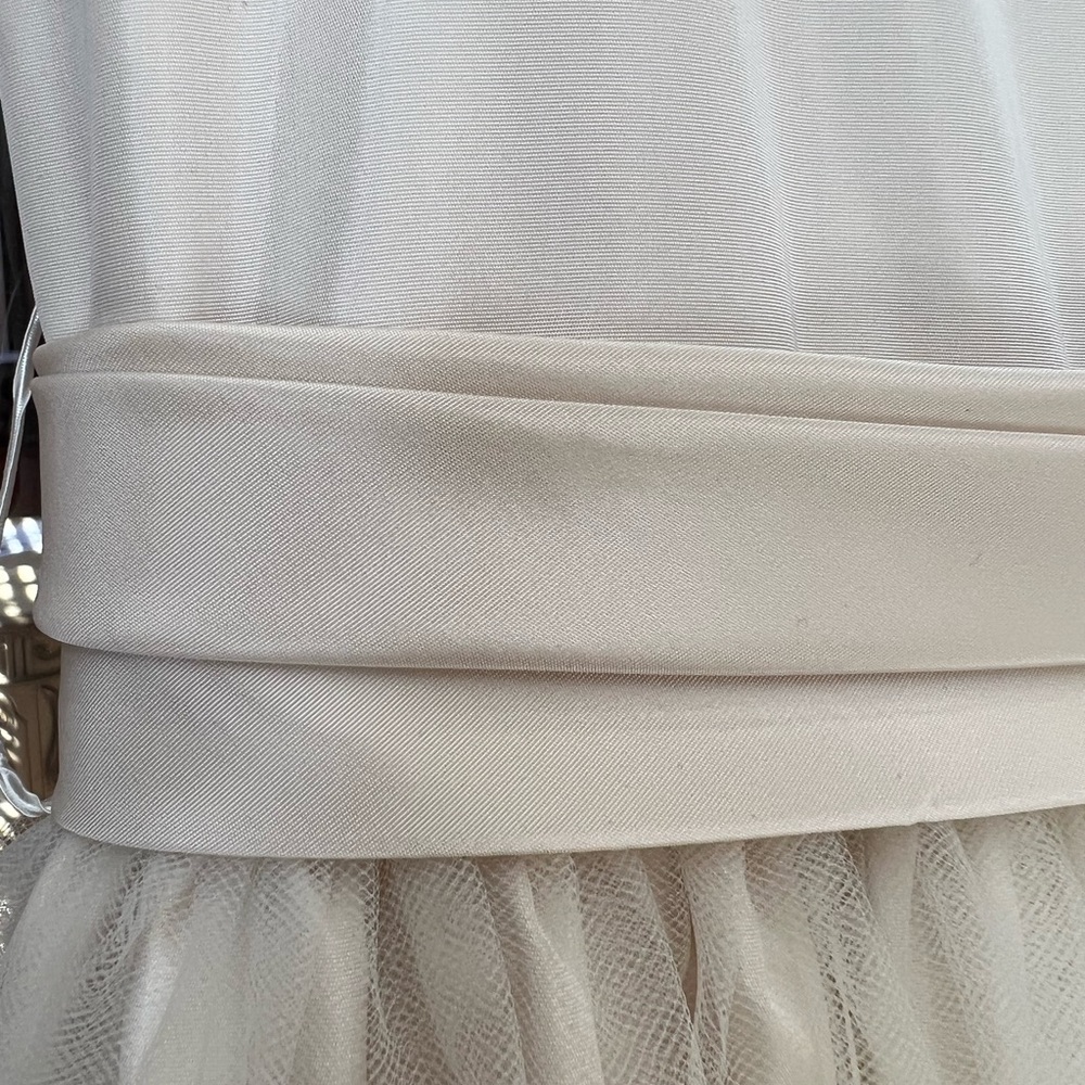 Fenaroli for Regalia Satin-look Ivory/Champagne Flower Girl Dress Girls Sz: 12 - Picture 11 of 13